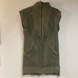 Anthropologie daily practice Mini Dress Olive Mock Neck 1/2 zipper XS Sleeveles
